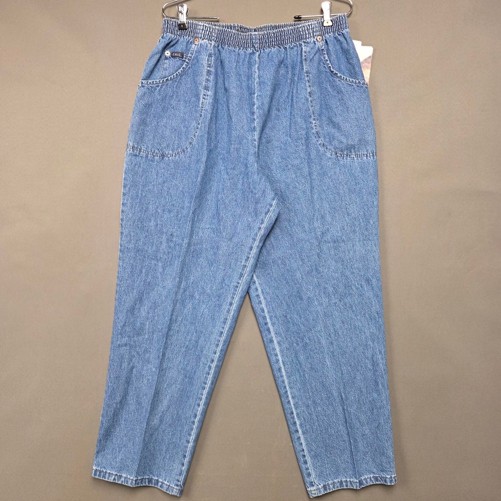 Vintage Chic Casuals Elastic Waist Denim Jeans Light Wash Made in USA 18 Petite